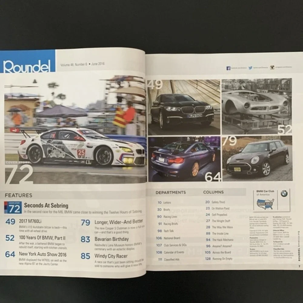Roundel Magazine BMW Car Club of America June 2016 Vol 48(6) New York Auto Show